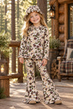 GLP3079 baby girls camo long sleeves ruffle hooded bell pant outfits