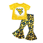 Order Deadline:12th Apr. Split order baby girl clothes state girl bell bottoms pants set 3