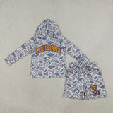 Matching Baby boys team camo long sleeves shorts hooded outfits