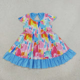 GSD2610  girls colorful short sleeve dress