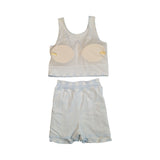 GSD3839   toddler clothes blue gingham print girl summer yoga set