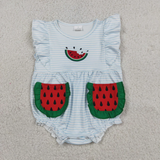 RTS Matching kids clothing embroidery watermelon print clothing baby girl  summer clothing-2026.6.1