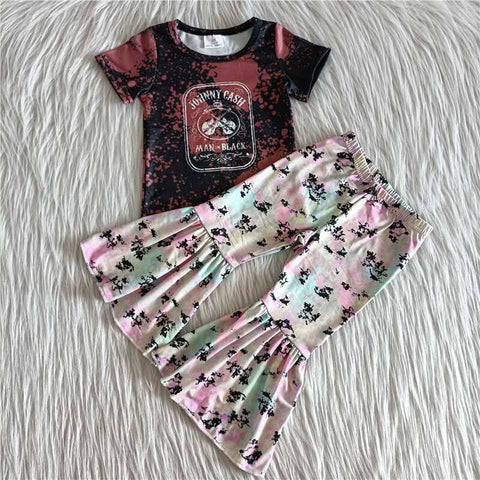 Promotion $5.5/set no MOQ RTS black long sleeve shirt and pants girls outfits