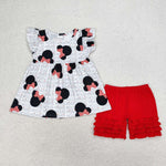 A1-9 Girl Cartoon Red Shorts Outfit-promotion 2024.2.3