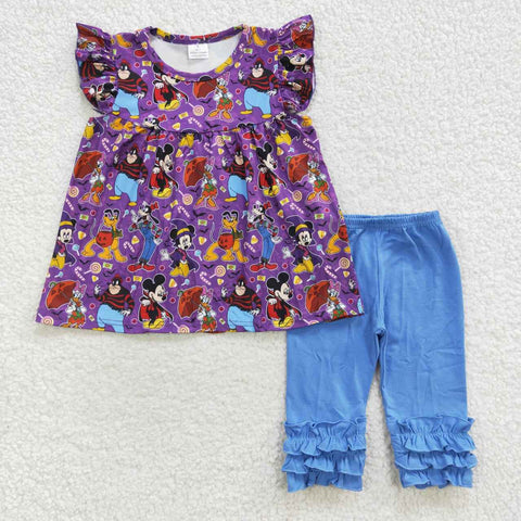 Toddler girl cute cartoon ruffle pants outfit