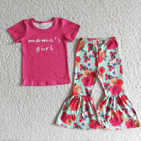 A6-23 Promotion $5.5/set no MOQ RTS flower short sleeve shirt and pants girls outfits