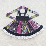 Girl Halloween Patchwork Swirl Dress