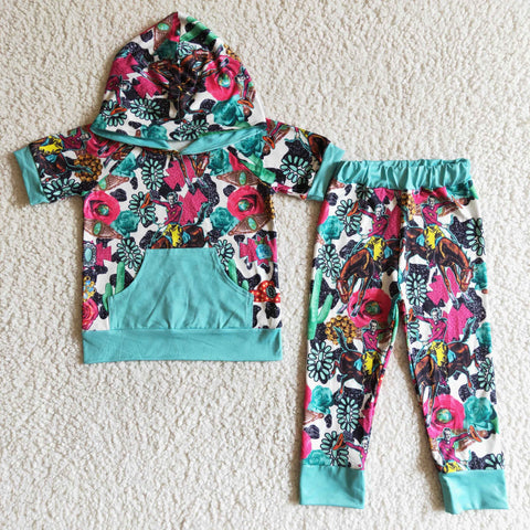 B18-1 girl cowboy turquoise hooded western outfit-promotion 2024.6.29