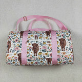 Highland cow floral children gym bag