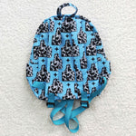 Cow print western blue kids backpack