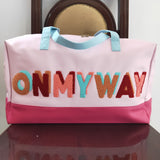 On my way girls pink zipper duffel bag