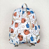 Baseball pattern kids light blue backpack