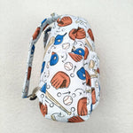 Baseball pattern kids light blue backpack