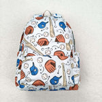 Baseball pattern kids light blue backpack