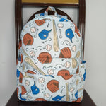 Baseball pattern kids light blue backpack