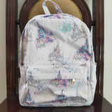 Castle print little girls white backpack