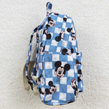 Cartoon blue checkerboard kids backpack