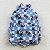 Cartoon blue checkerboard kids backpack