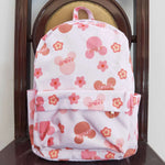 Cartoon floral pink girl backpack