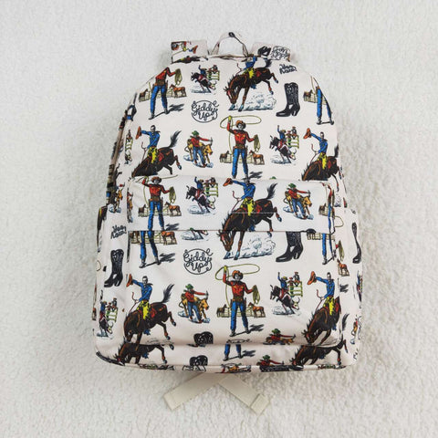 BA0142 white riding horse farm Print Kids Girls Back To School Bags