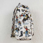 BA0142 white riding horse farm Print Kids Girls Back To School Bags