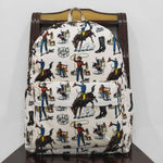 BA0142 white riding horse farm Print Kids Girls Back To School Bags