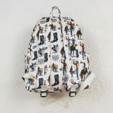 BA0142 white riding horse farm Print Kids Girls Back To School Bags