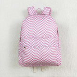 BA0245  toddler backpack pink gingham baby  gift preschool bag