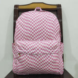 BA0245  toddler backpack pink gingham baby  gift preschool bag