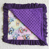 Dog Print Baby Kids Baby Purple Ruffle Blankets