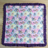 Dog Print Baby Kids Baby Purple Ruffle Blankets