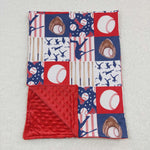 Baseball patchwork pateern infants red blanket