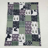 Cow print cactus western baby green blanket