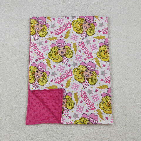 BL0067 baby blanket howdy print baby girl minky blanket