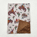 BL0069 baby blanket cowboy print baby minky blanket