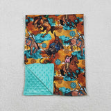 BL0163  baby blanket cowboy turquoise baby minky blanket