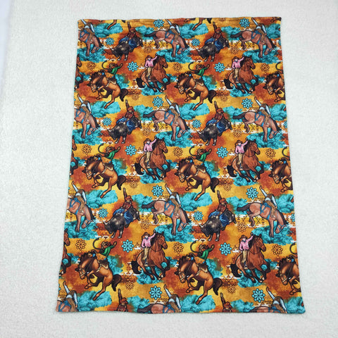 BL0163  baby blanket cowboy turquoise baby minky blanket