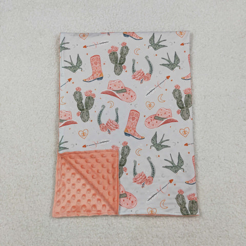 BL0177  baby blanket cowboy boots baby minky  blanket