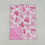 BL0206   baby pink bows print baby girl blanket
