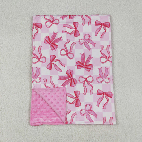 BL0206   baby pink bows print baby girl blanket