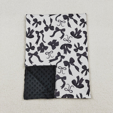 BL0217  baby blanket black bows print baby girl blanket