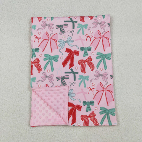 BL0218  baby blanket  bows print baby girl blanket