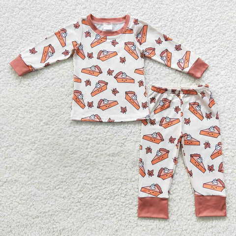 Boy fall pies & leaves long sleeve 2pcs outfit