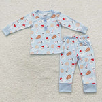 Santa baby boys blue christmas cookies outfit