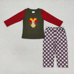 BLP0339 baby boy embroidered turkey boy thanksgiving winter set