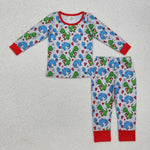 BLP0431 Bamboo toddler boy clothes dino  love boy Valentine's Day pajamas set