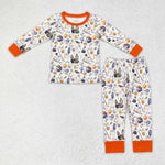 BLP0460 3-6M to 7-8T toddler boy clothes pumpkin boy winter halloween pajamas outfit