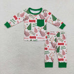 BLP0506 toddler boy clothes xmas tree boy christmas winter pajamas outfit