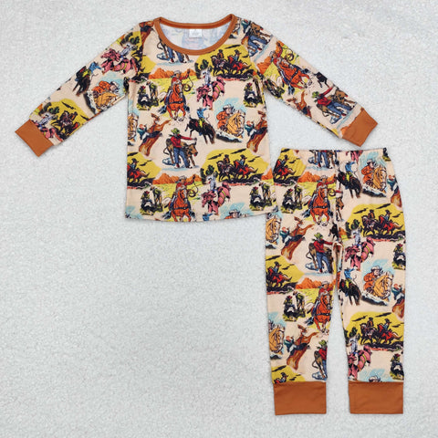 BLP0511 Bamboo  toddler boy clothes cowboy  boy winter pajamas outfit