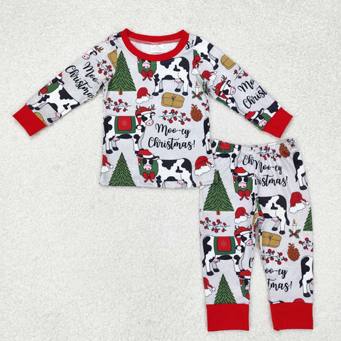 BLP0513  3-6M to 7-8T toddler boy clothes cows  boy xmas winter pajamas outfit